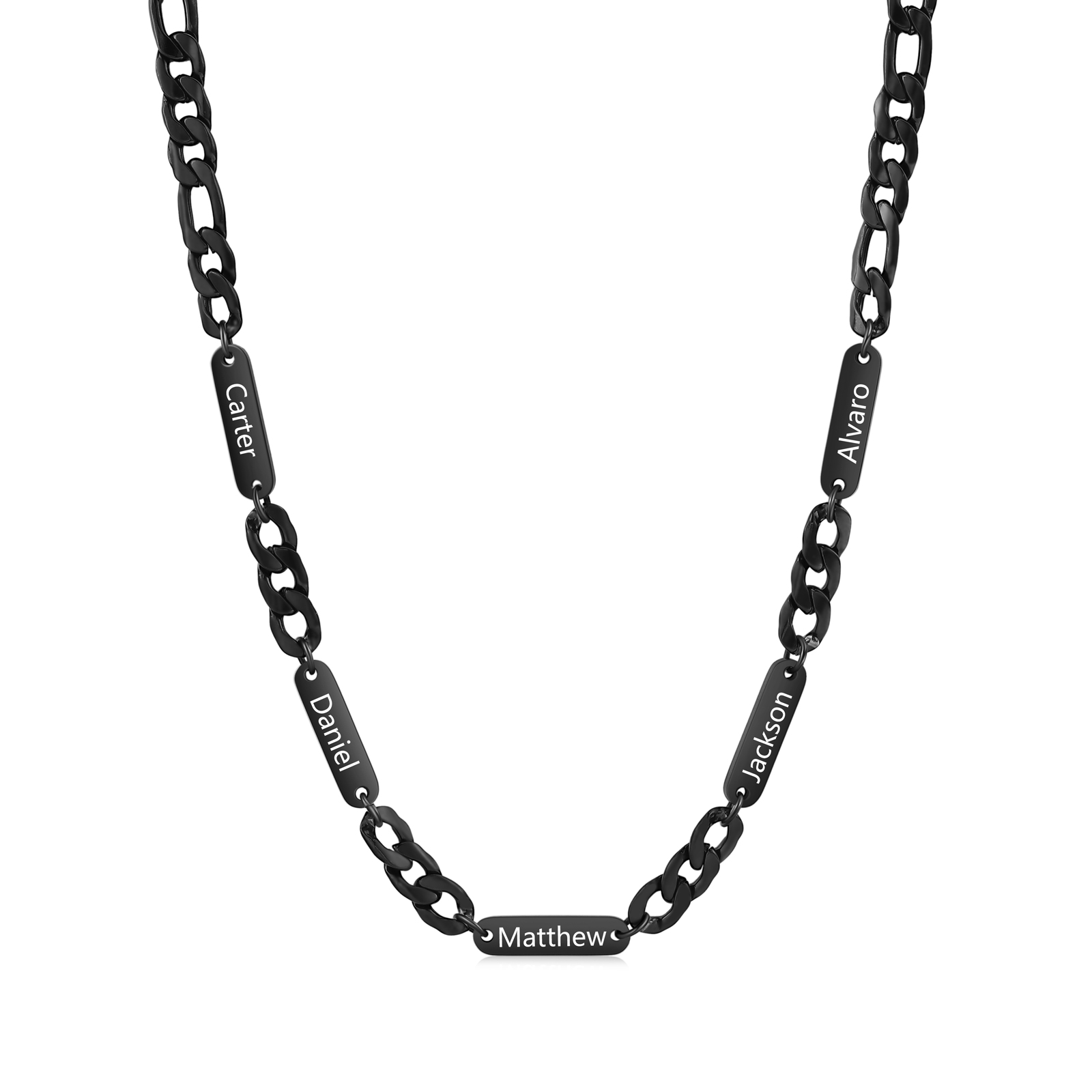 Mens Personalised Necklace Custom 1 to 4 Names Adjustable Stainless Steel Valentine’s Day Gift for Him