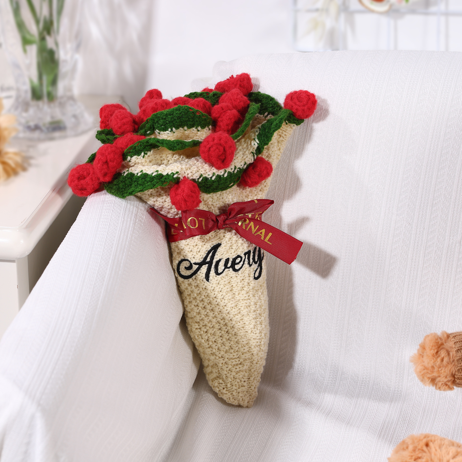 Personalised Crochet Flower Blanket Custom Name Birthday Gift for Her | Jessemade