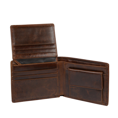 Personalised genuine leather wallet, vintage style, gift for Dad/Grandad