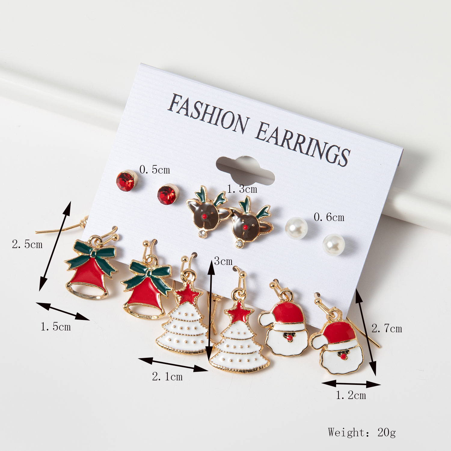 Christmas Fashion Earrings Set 6 pcs  Santa, Reindeer, Tree, and Bell Charms | Holiday Gift for Women-Jessemade AU