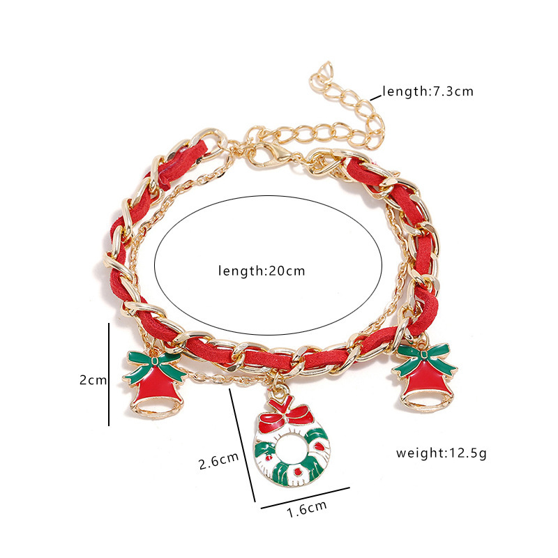 Christmas Charm Bracelet with Bells and Wreath Adjustable Bracelet-Jessemade AU