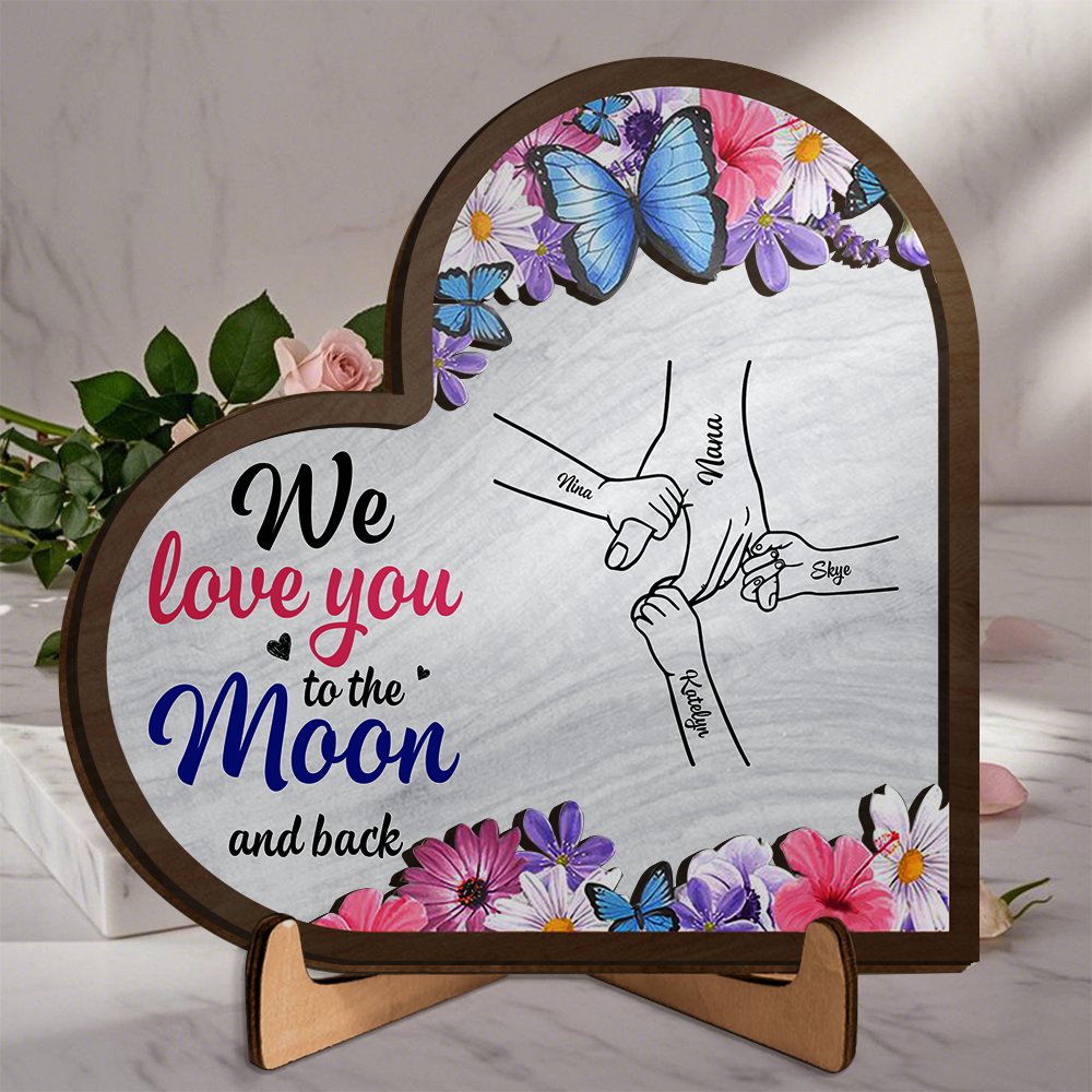 Personalised Wooden Plaque - Floral Butterflies for Mum/Nan