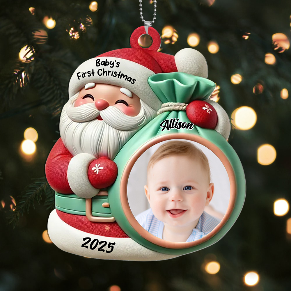 Christmas Tree Decoration - Santa Claus - Personalised Baby Photo