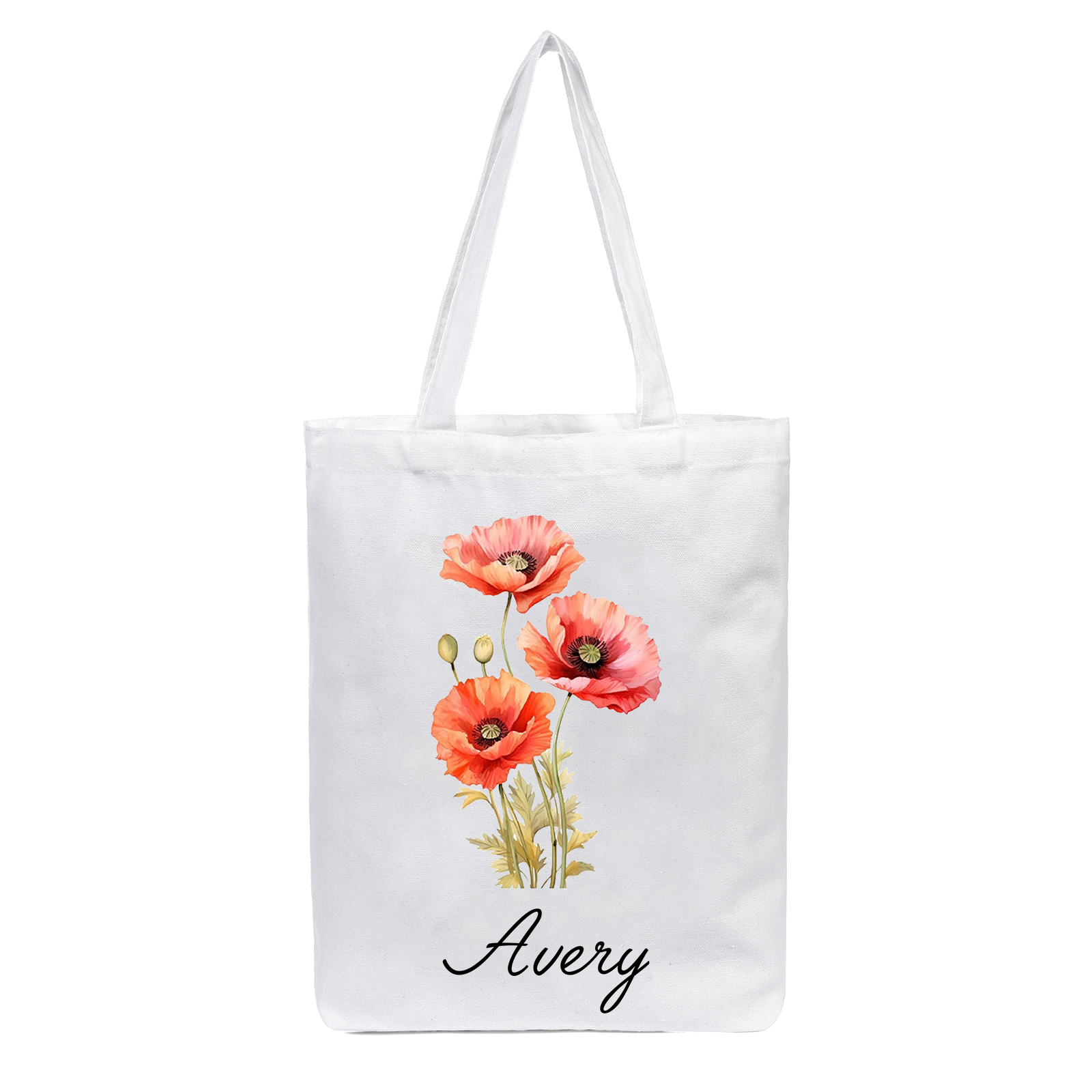 Personalised Tote Bag Custom Birth Flower & Name Handbag Gifts for Women Girls | Jessemade-Jessemade AU