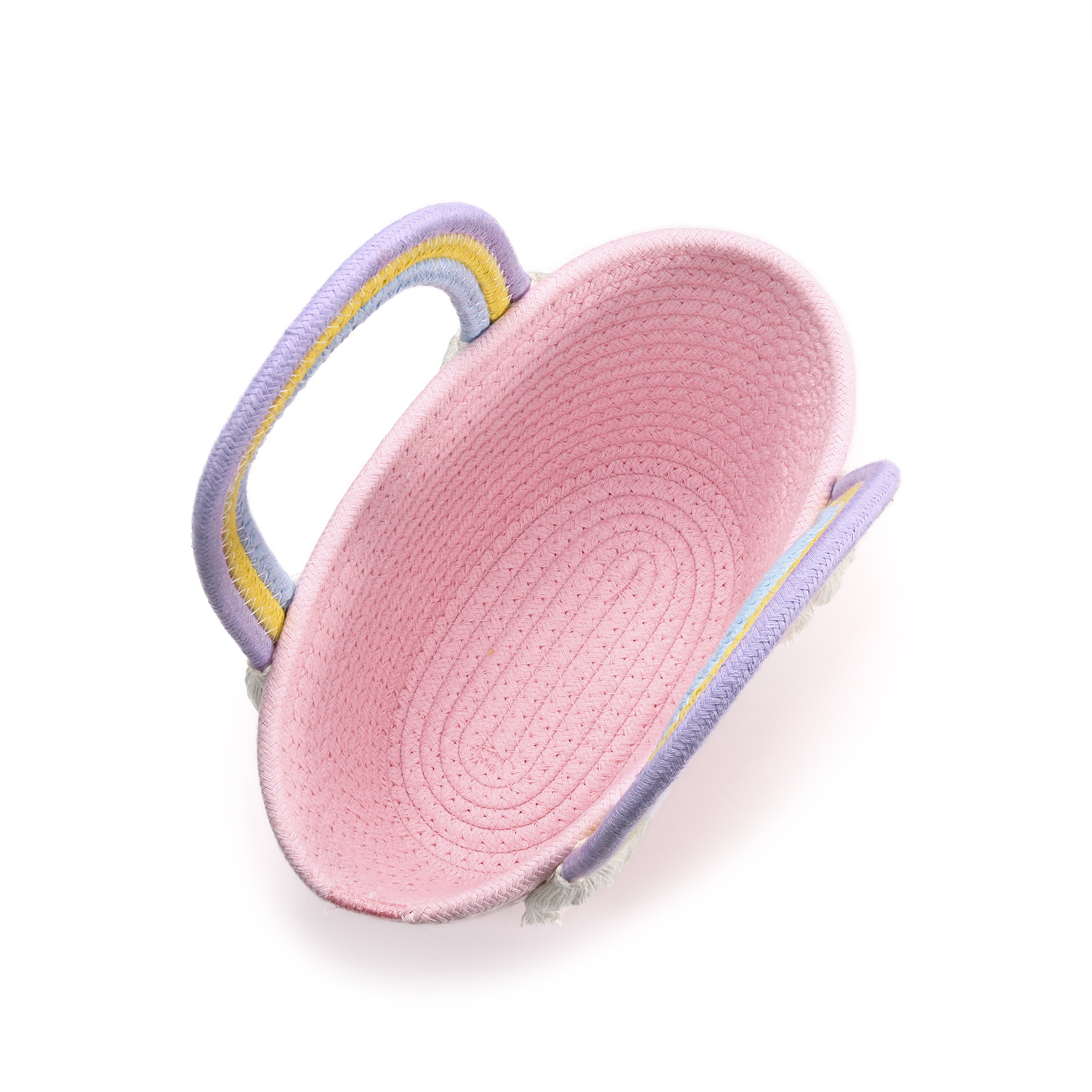 Personalised Name Handbag Cute Pink Pastel Rainbow Basket Rope Bag Kids Rainbow Purses Gift for Kids