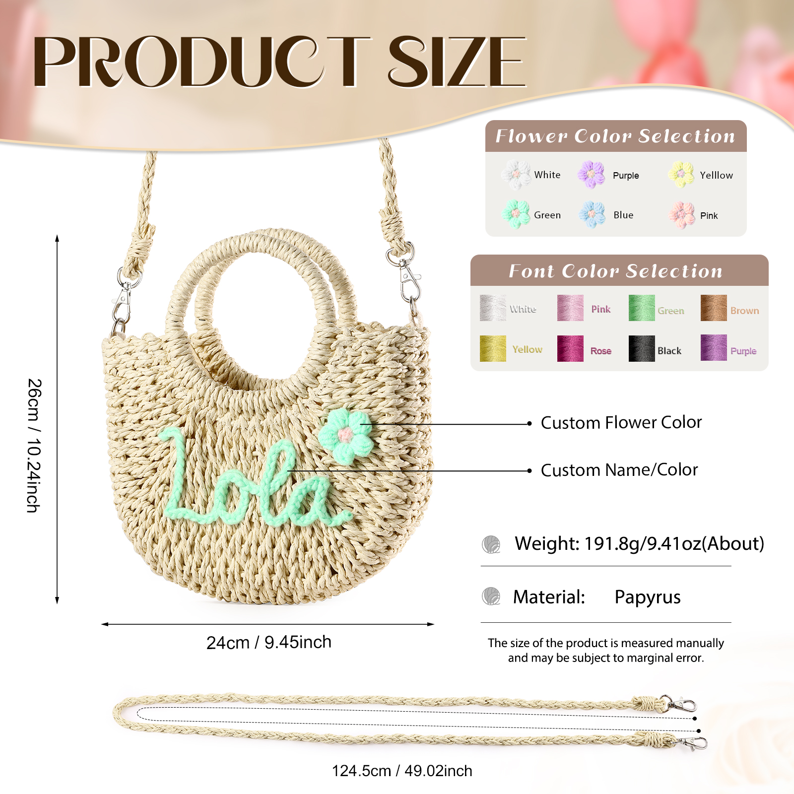 Personalised Name Straw Bags Custom Womens Straw Crossbody Bag Beach Handbag Gift for Her