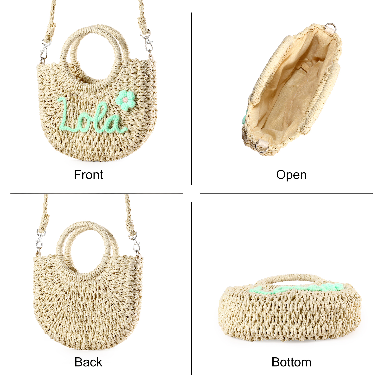 Personalised Name Straw Bags Custom Womens Straw Crossbody Bag Beach Handbag Gift for Her