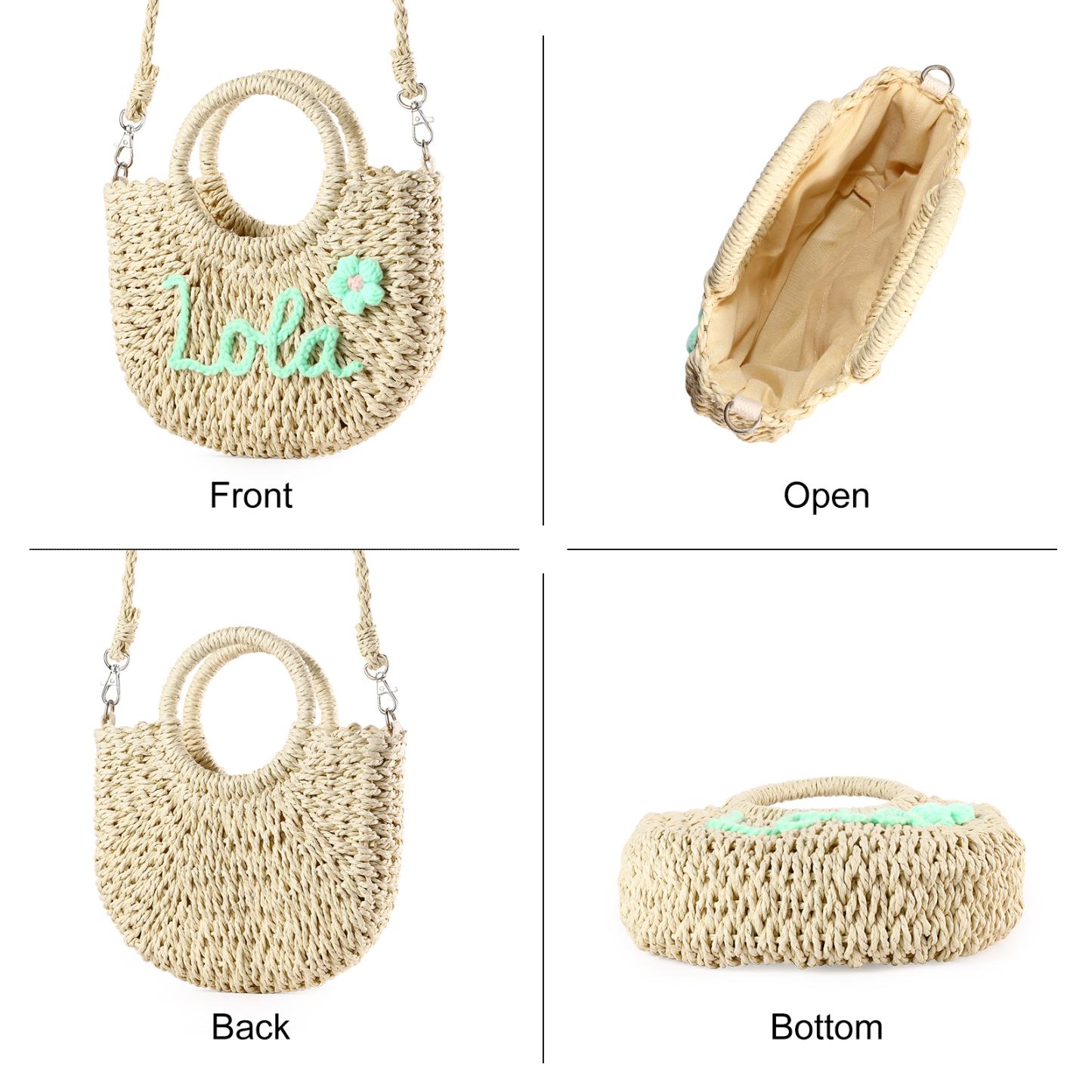 Personalised Name Straw Bags Custom Womens Straw Crossbody Bag Beach Handbag Gift for Her