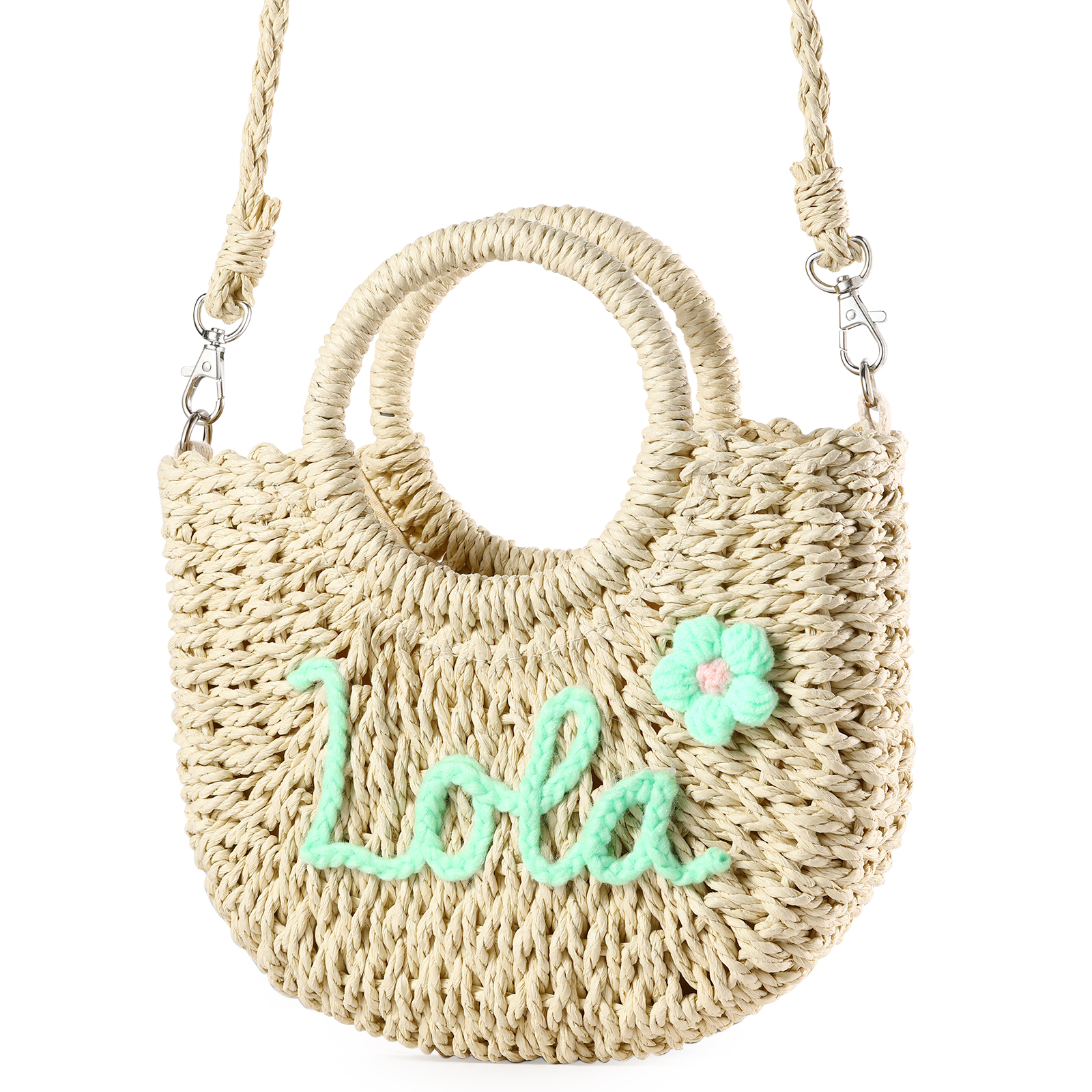 Personalised Name Straw Bags Custom Womens Straw Crossbody Bag Beach Handbag Gift for Her