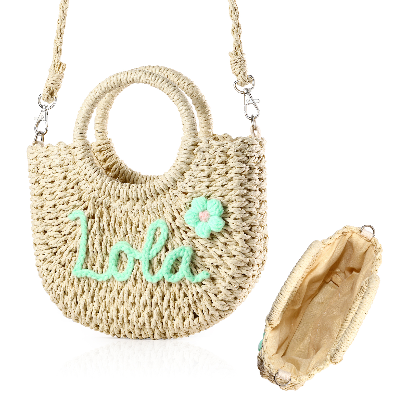 Personalised Name Straw Bags Custom Womens Straw Crossbody Bag Beach Handbag Gift for Her