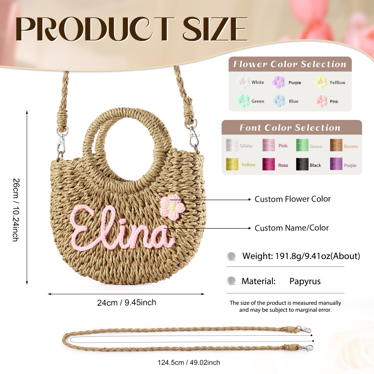 Personalised Name Straw Bags Custom Womens Straw Crossbody Bag Beach Handbag Gift for Her
