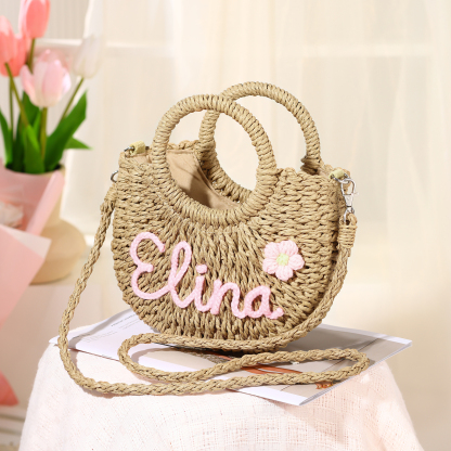 Personalised Name Straw Bags Custom Womens Straw Crossbody Bag Beach Handbag Gift for Her