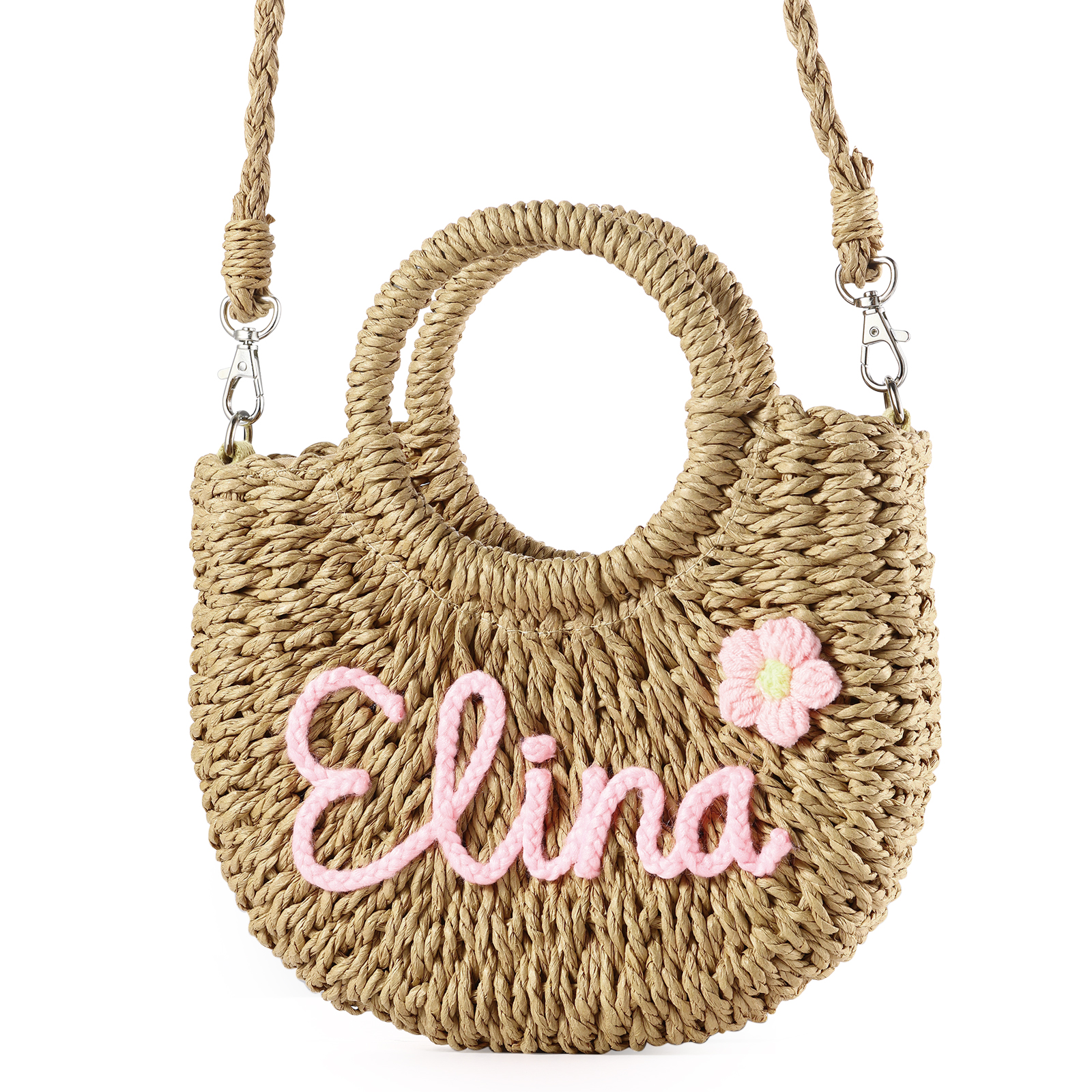 Personalised Name Straw Bags Custom Womens Straw Crossbody Bag Beach Handbag Gift for Her