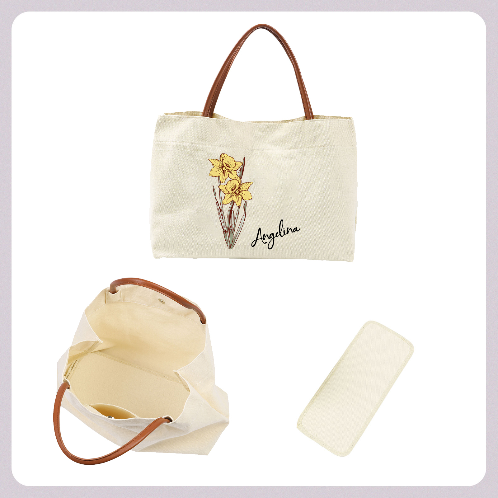Personalised Tote Bag Custom Name & Birth Flower Stylish Gift for Her | Jessemade
