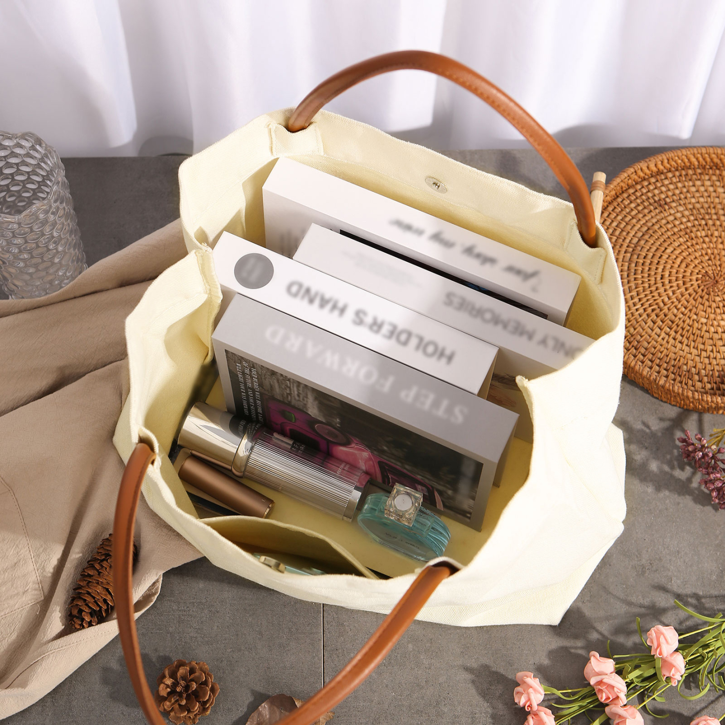 Personalised Tote Bag Custom Name & Birth Flower Stylish Gift for Her | Jessemade