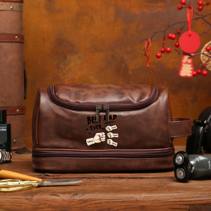 Personalised Fist Toiletry Bag for Dad with 4 Names - Custom Bag for Him | Jessemade