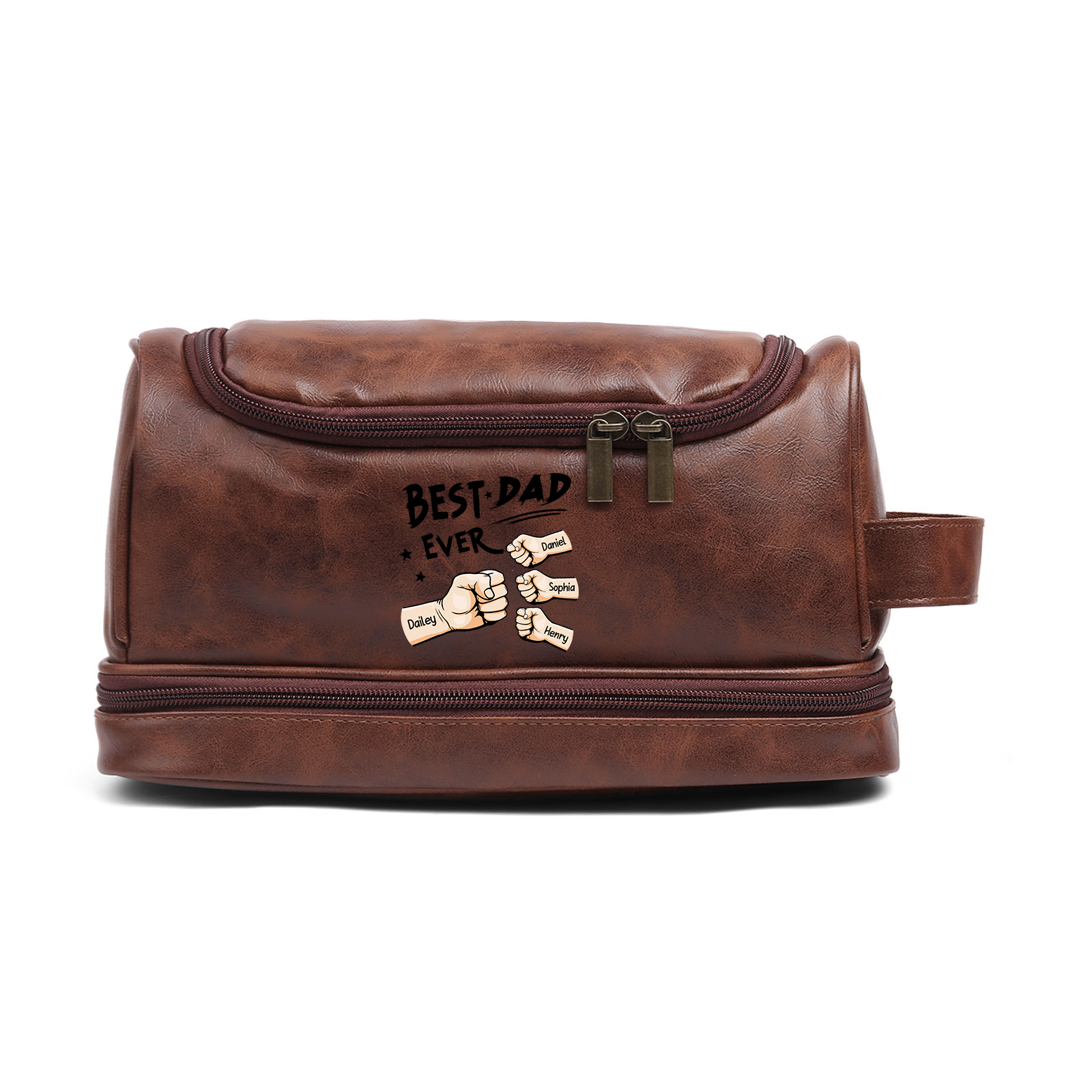 Personalised Fist Toiletry Bag for Dad with 4 Names - Custom Bag for Him | Jessemade