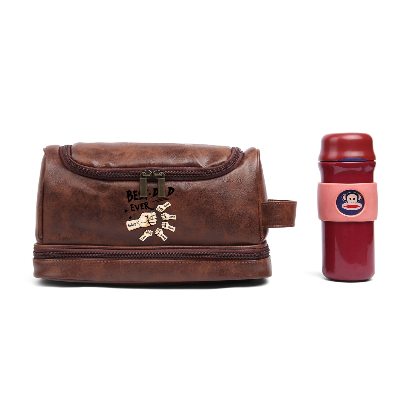 Personalised Fist Toiletry Bag for Dad with 6 Names - Custom Bag for Him | Jessemade