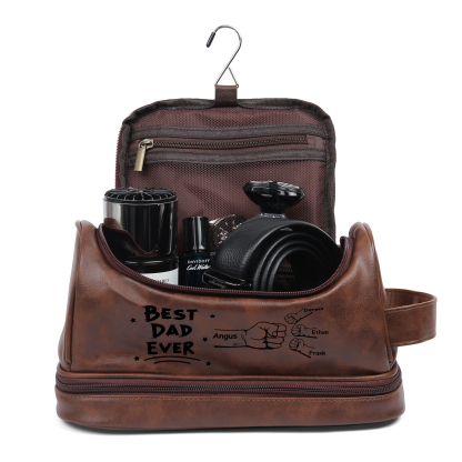 Personalised Toiletry Bag for Dad with 4 Names - Custom Bag for Him | Jessemade