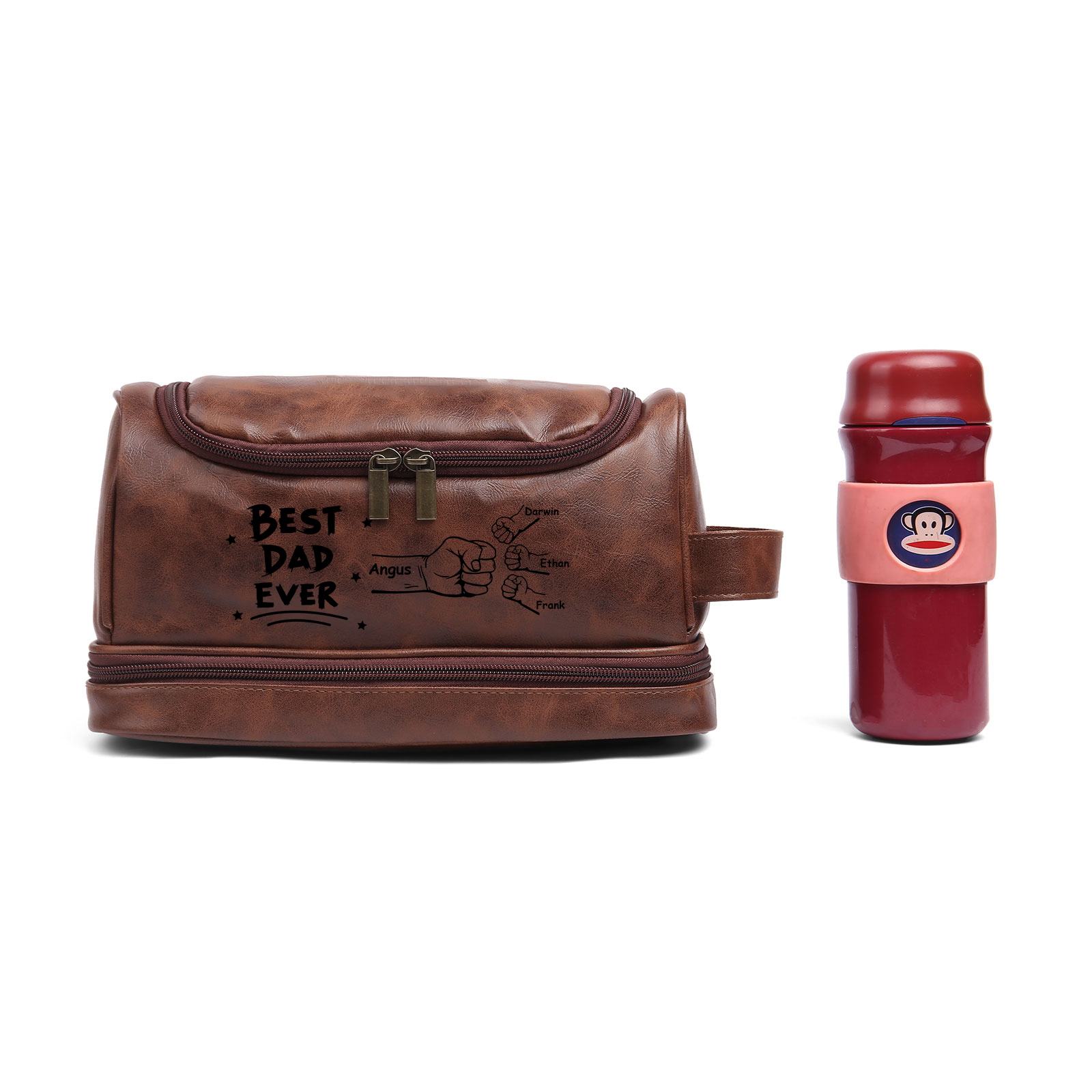 Personalised Toiletry Bag for Dad with 4 Names - Custom Bag for Him | Jessemade