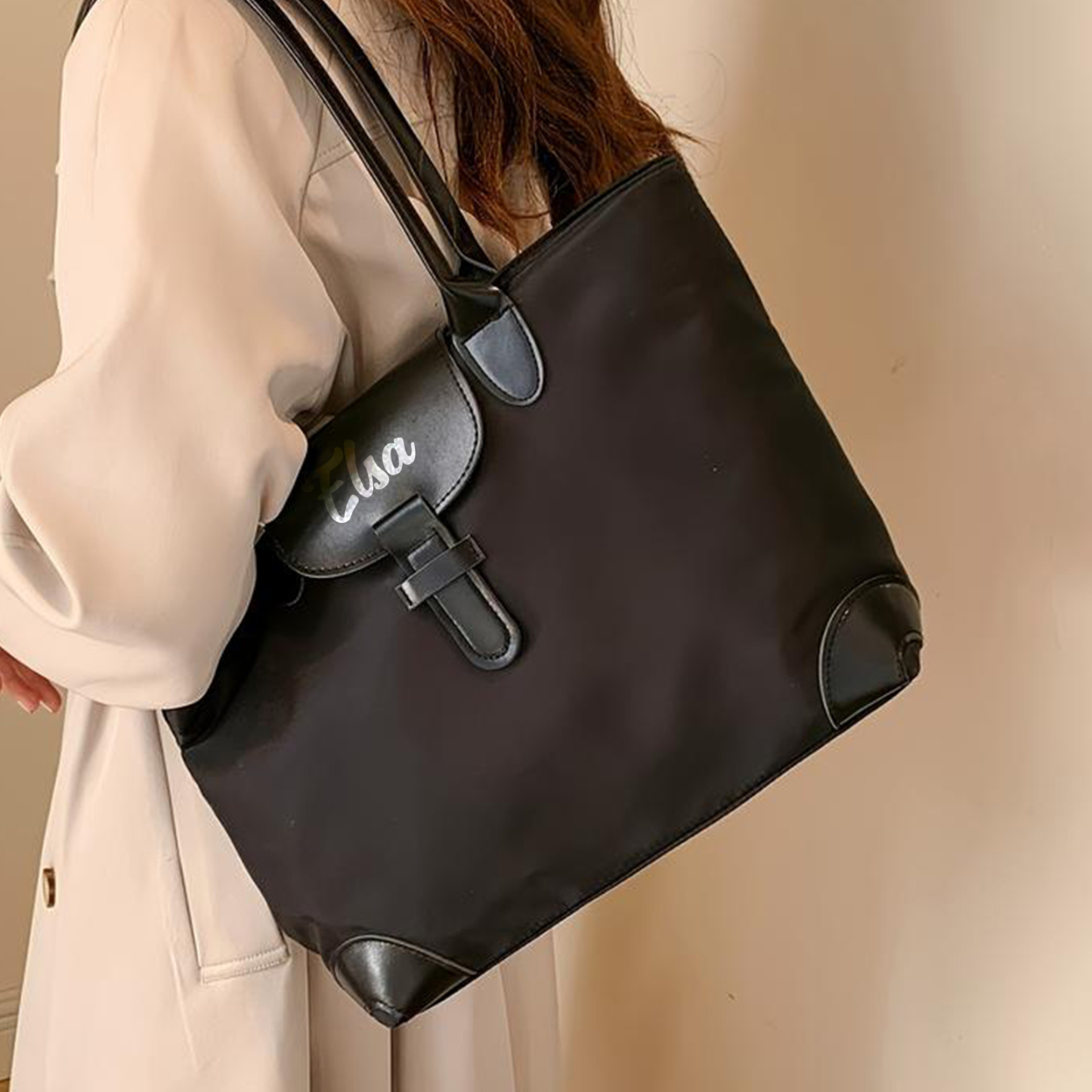 Personalised Nylon Shoulder Bag with Custom Name – Gift for Women | Jessemade