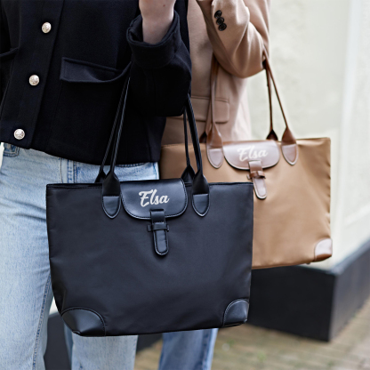 Personalised Nylon Shoulder Bag with Custom Name – Gift for Women | Jessemade