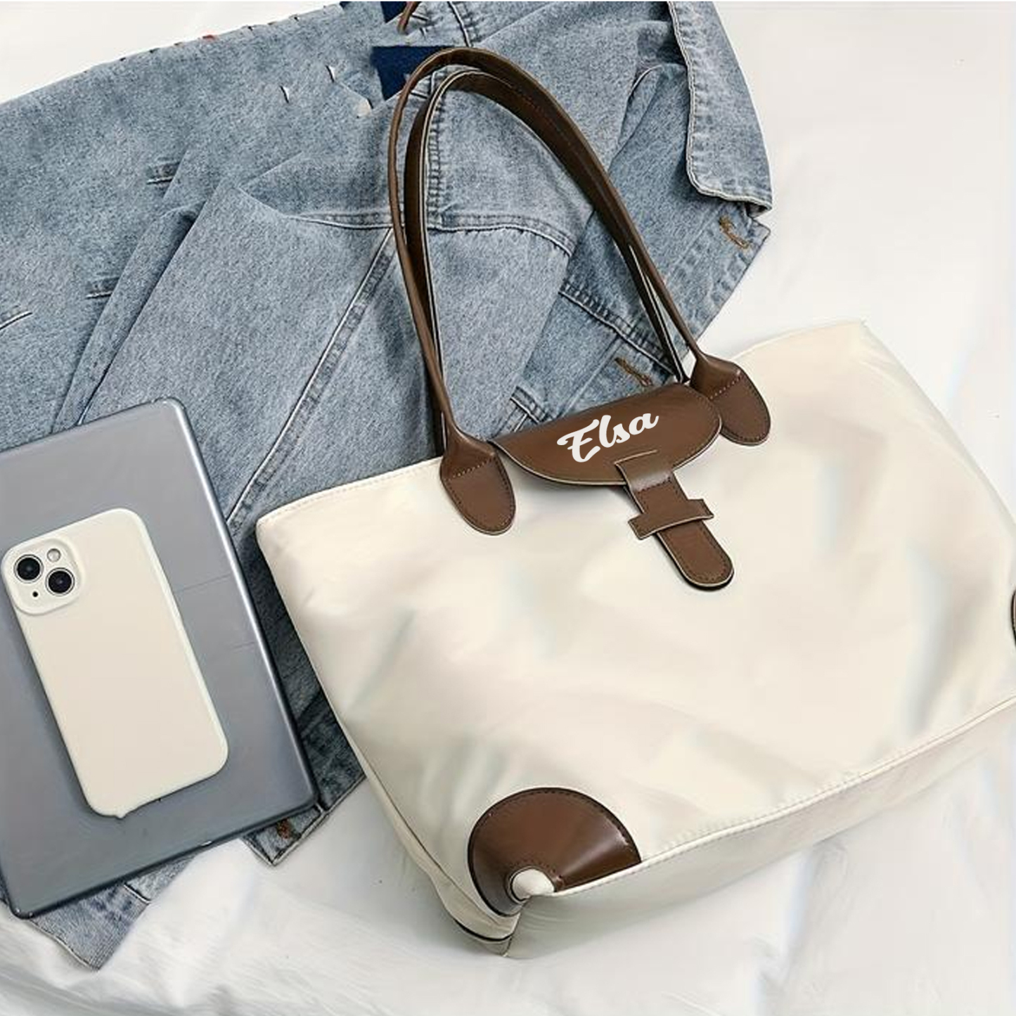 Personalised Nylon Shoulder Bag with Custom Name – Gift for Women | Jessemade