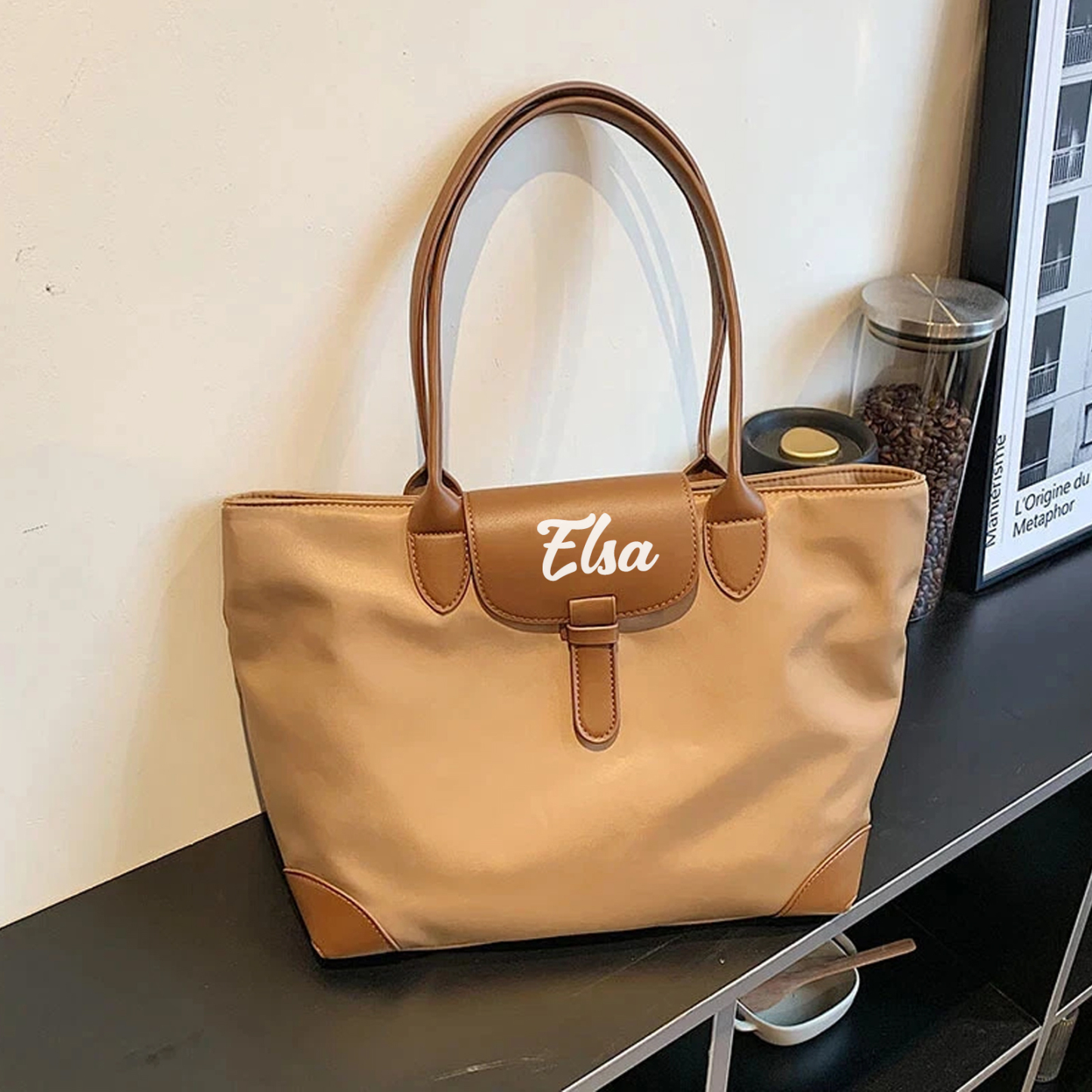 Personalised Nylon Shoulder Bag with Custom Name – Gift for Women | Jessemade