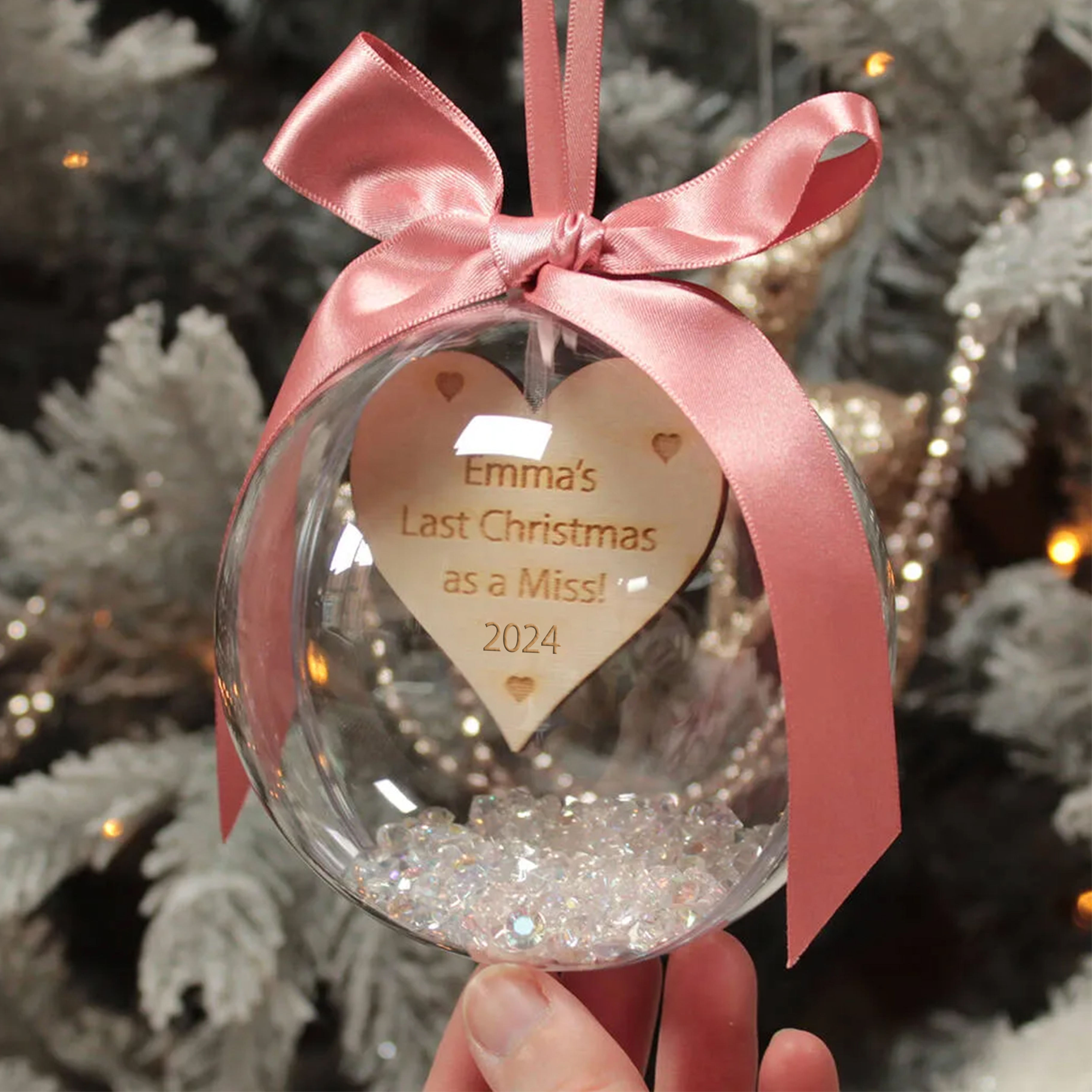 Personalised Heart Ball Ornament Custom 1st Christmas Bauble Gifts