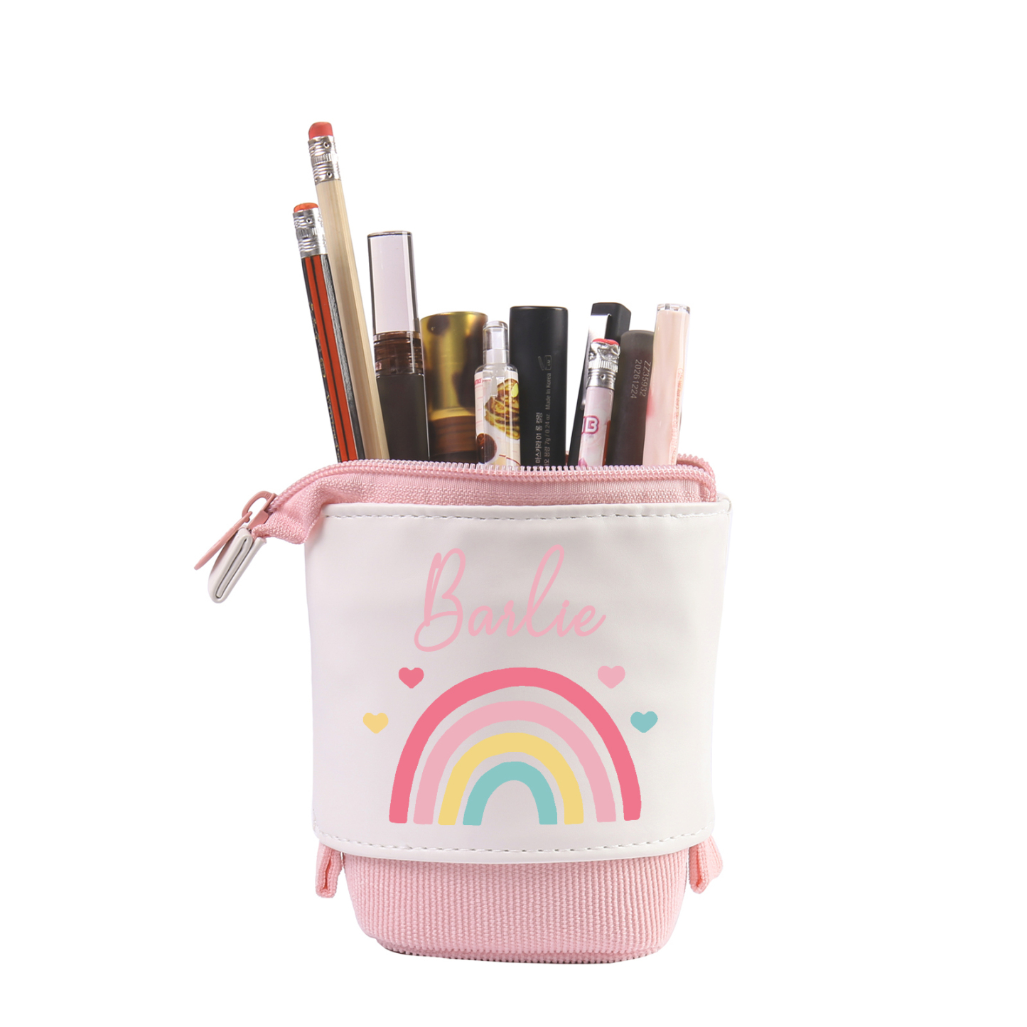 Personalised Pencil Case Custom Name Rainbow Pen Pouch Canvas PU Leather Back To School Gift for Kids-Jessemade AU