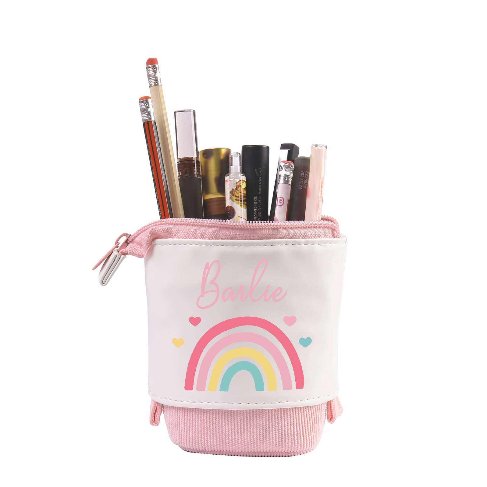 Personalised Pencil Case Custom Name Rainbow Pen Pouch Canvas PU Leather Back To School Gift for Kids-Jessemade AU