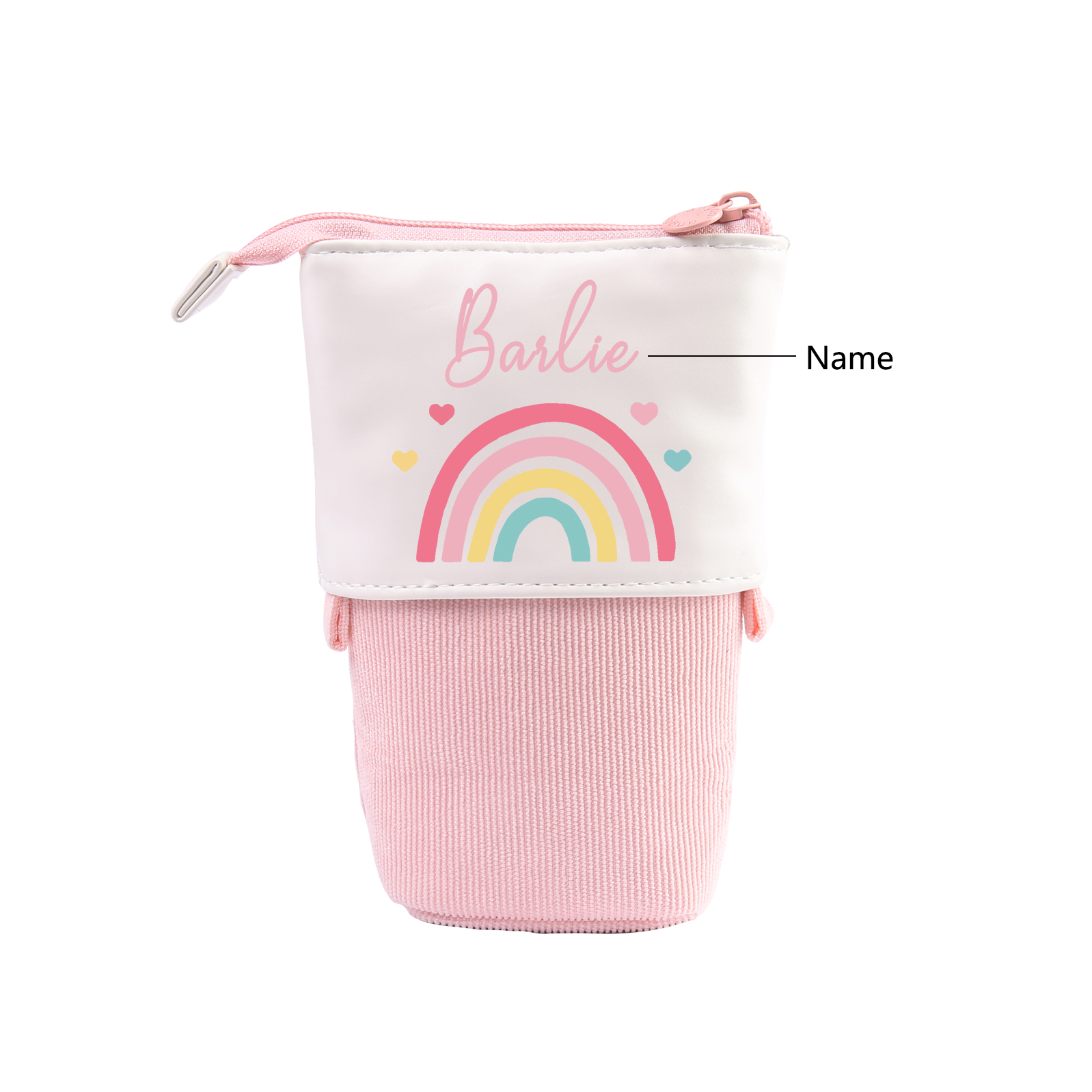 Personalised Pencil Case Custom Name Rainbow Pen Pouch Canvas PU Leather Back To School Gift for Kids-Jessemade AU