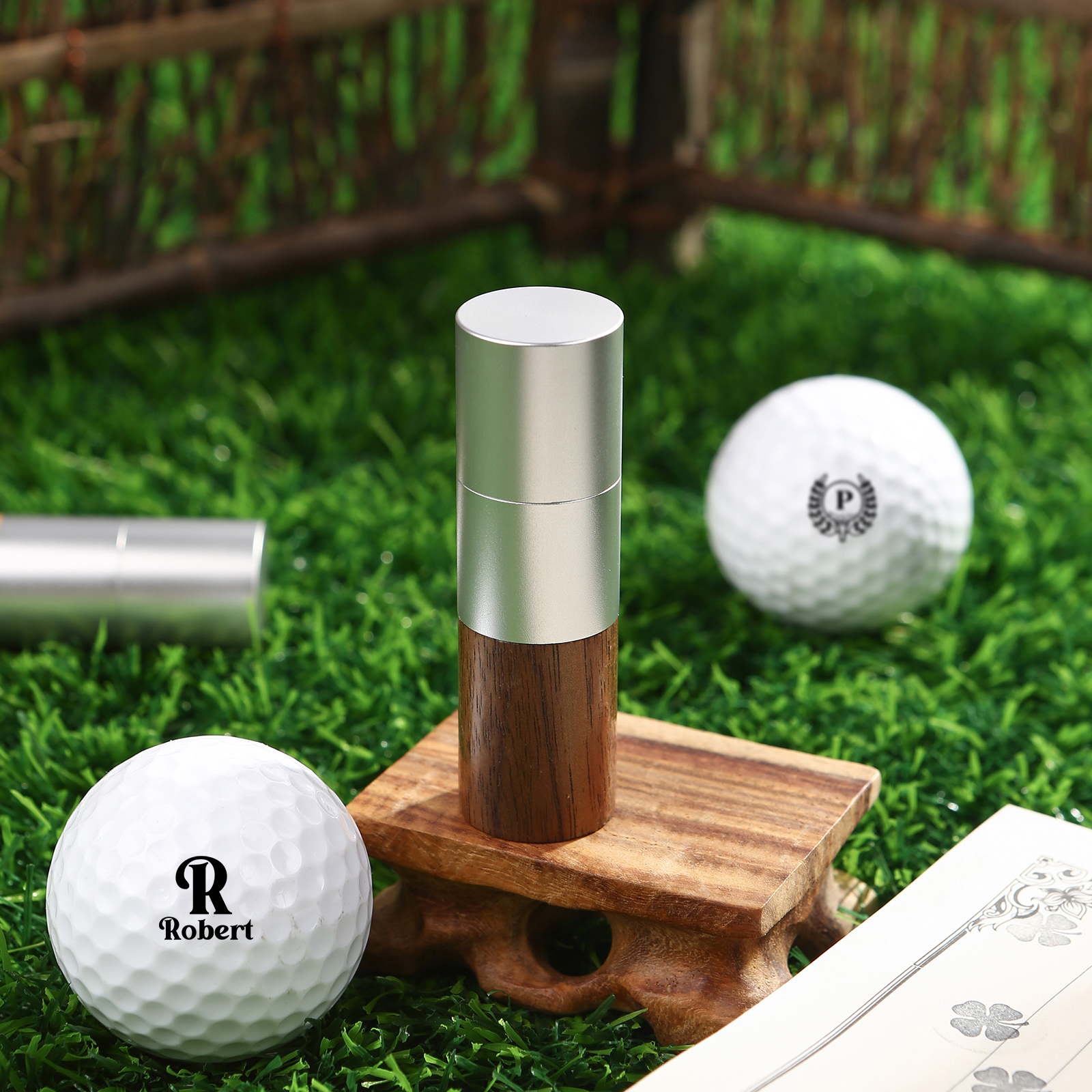 Personalised Walnut & Wooden Golf Pattern Seal, A Special Gift For Him/Yourself | Jessemade