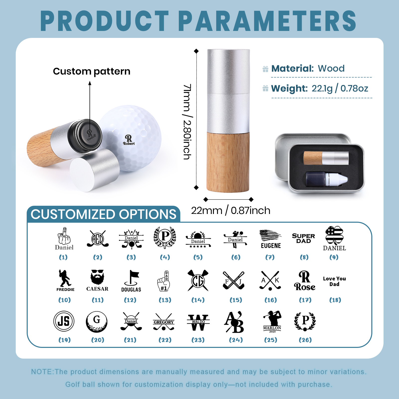 Personalised Walnut & Wooden Golf Pattern Seal, A Special Gift For Him/Yourself | Jessemade