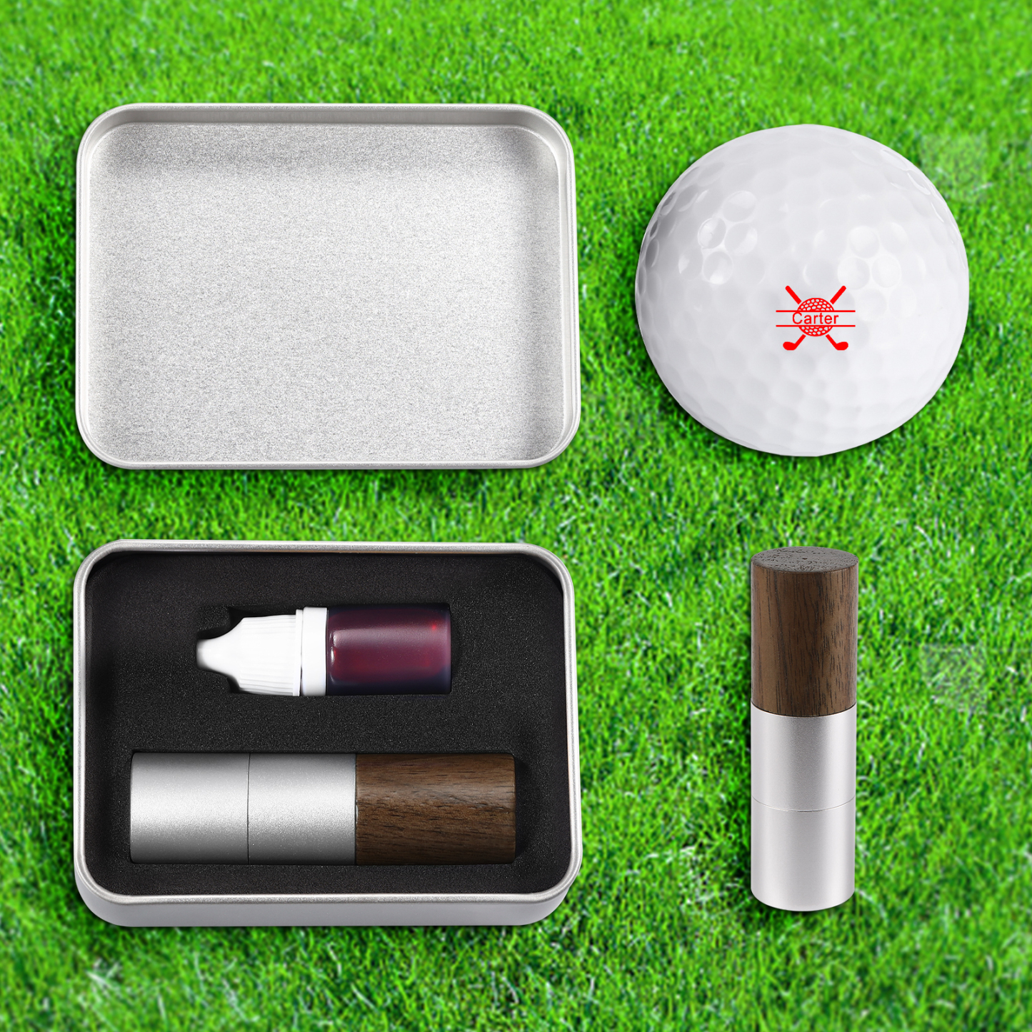 Personalised Wooden Golf Stamp Custom Golf Ball Marker Essential Golf Accessories Gift for Him