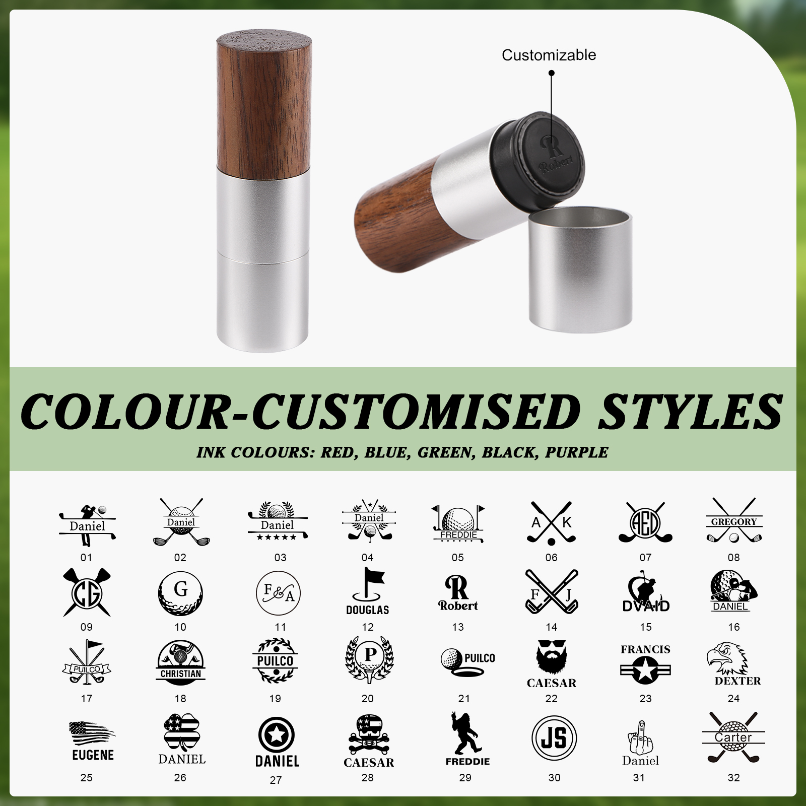 Personalised Wooden Golf Stamp Custom Golf Ball Marker Essential Golf Accessories Gift for Him