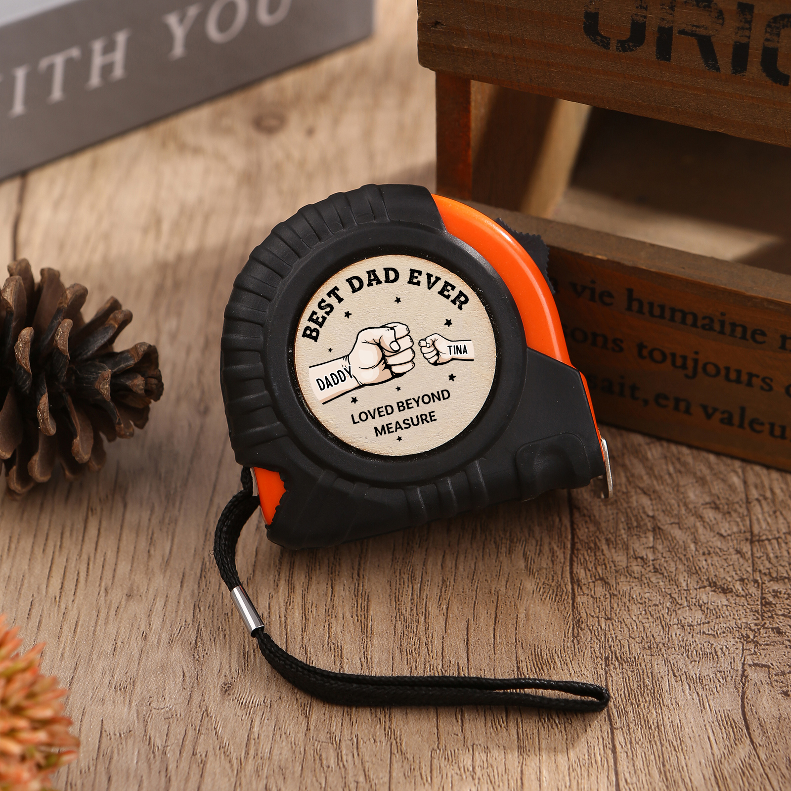 Personalised Tape Measure for Dad Customizable with 2 Names Perfect Gift for Handyman