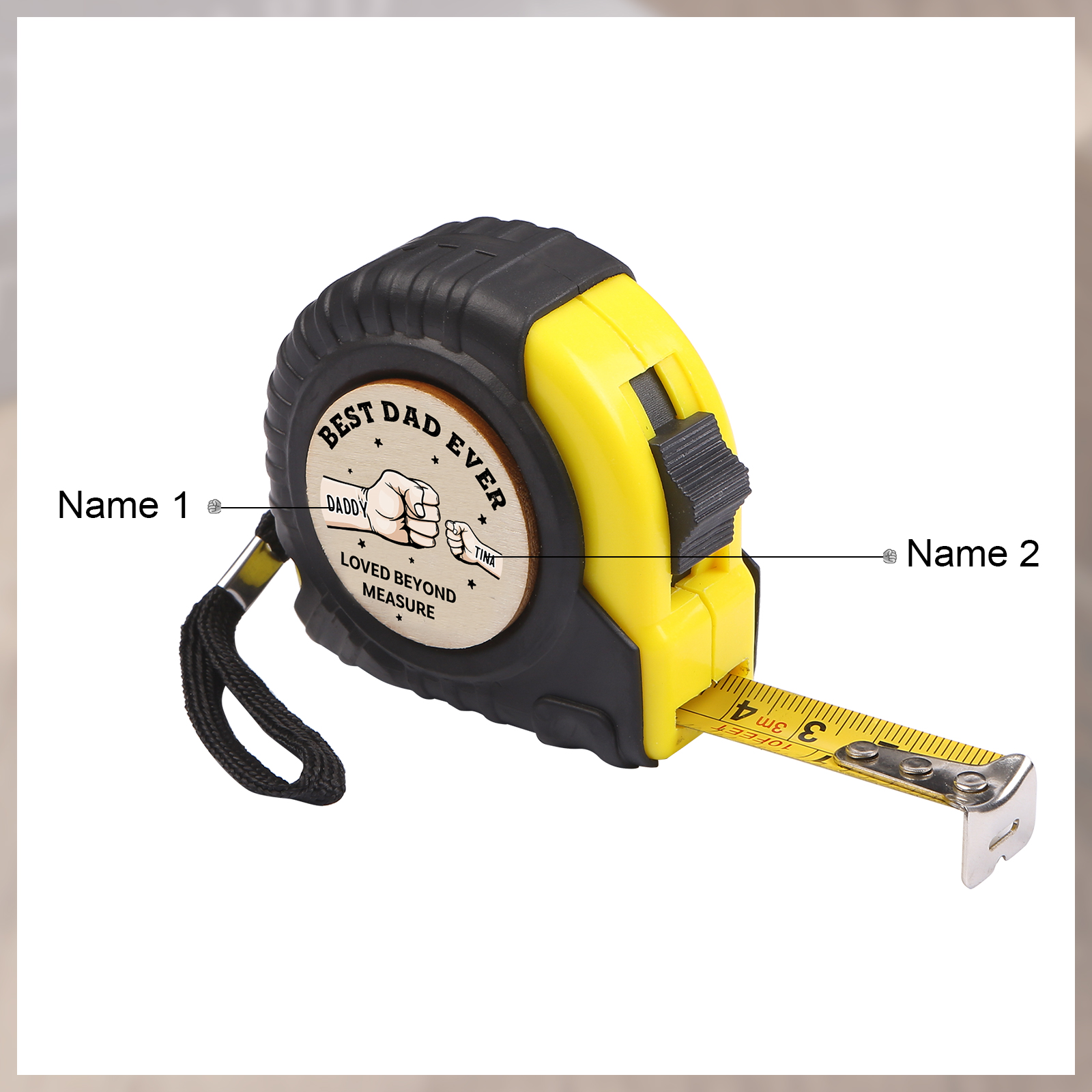 2 Names Personalised Tape Measure – Custom Father's Day Gift for Dad | Jessemade