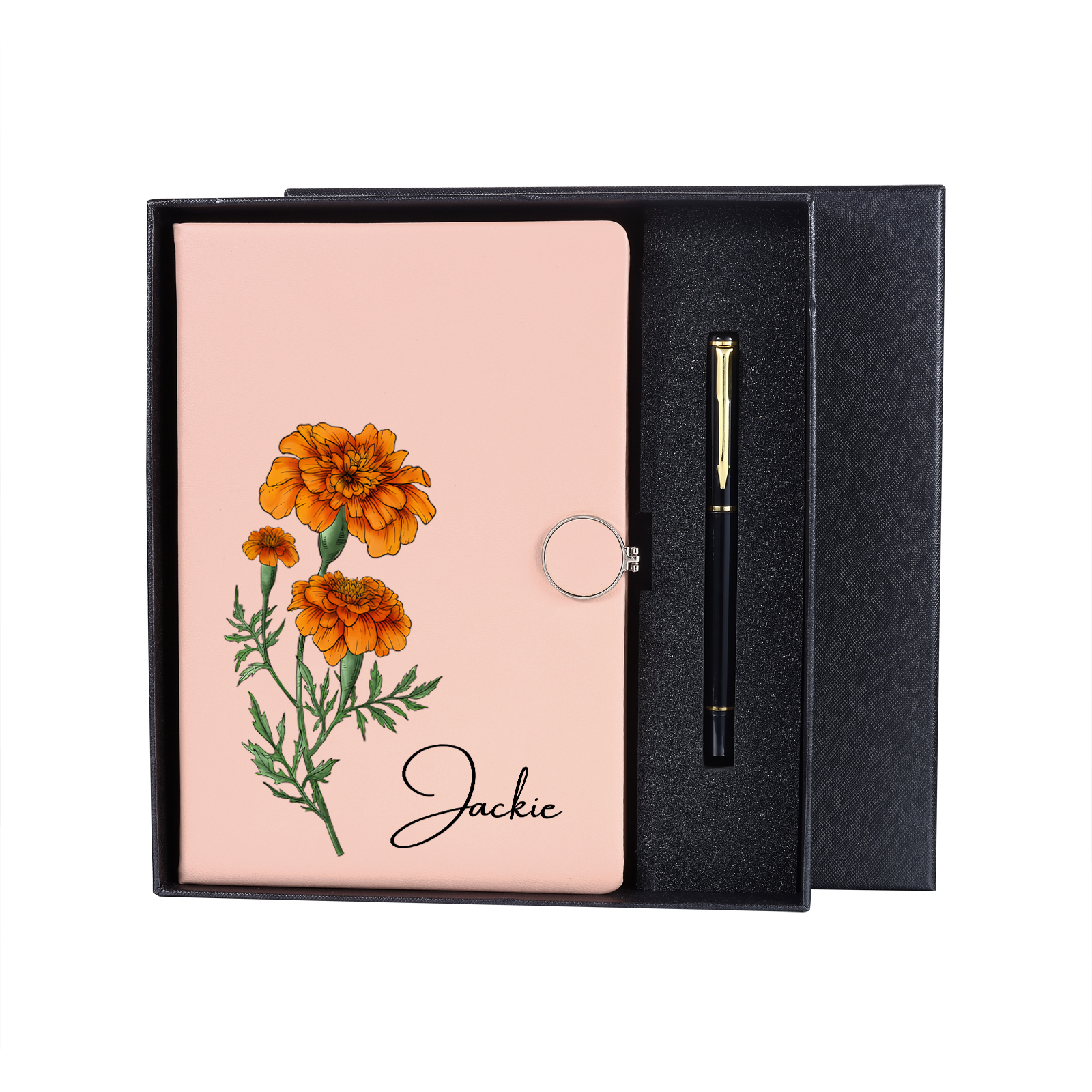 Custom Flower A5 Notebook Gift Set with Name – Personalised Gift for Her or Him | Jessemade