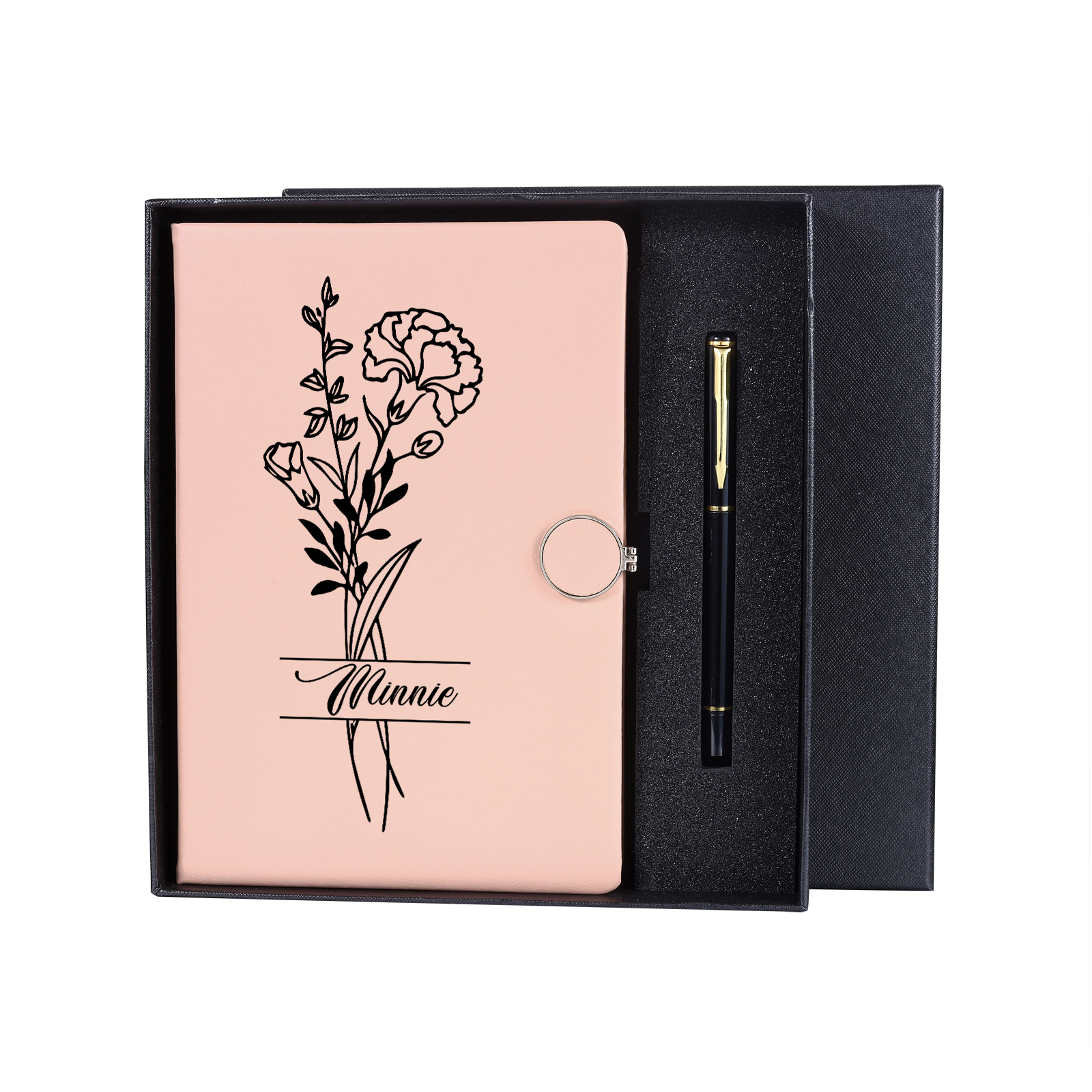 Personalised Birth Flower Notebook Gift Set with Name – Custom A5 Present for Birthdays & Special Occasions | Jessemade