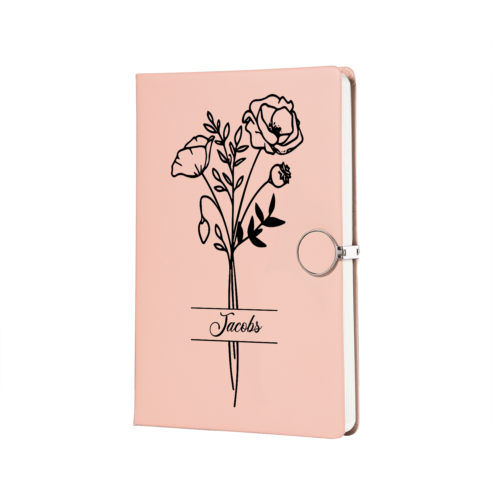 Personalised Birth Flower Notebook Gift Set with Name – Custom A5 Stationery Present for Students | Jessemade