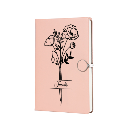 Personalised Birth Flower Notebook Gift Set with Name – Custom A5 Stationery Present for Students | Jessemade