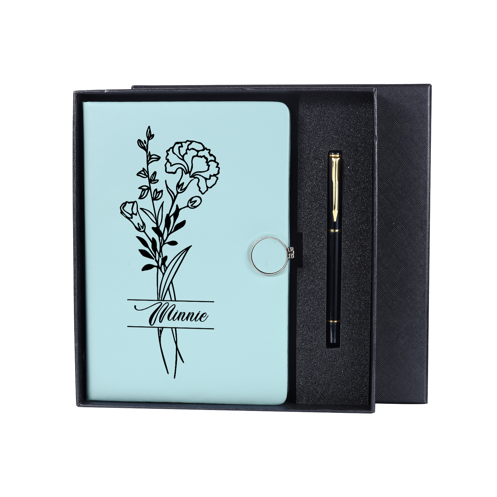 Personalised Birth Flower Notebook Gift Set with Name – Custom A5 Stationery Present for Students | Jessemade