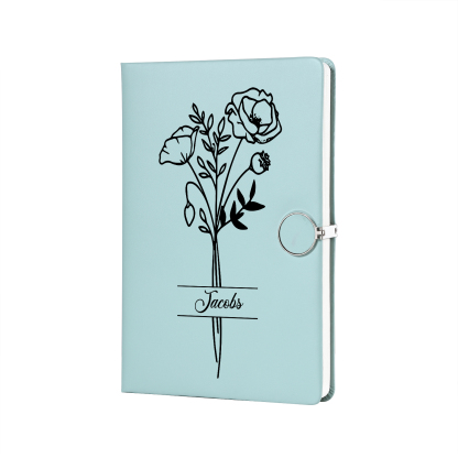 Personalised Birth Flower Notebook Gift Set with Name – Custom A5 Stationery Present for Students | Jessemade