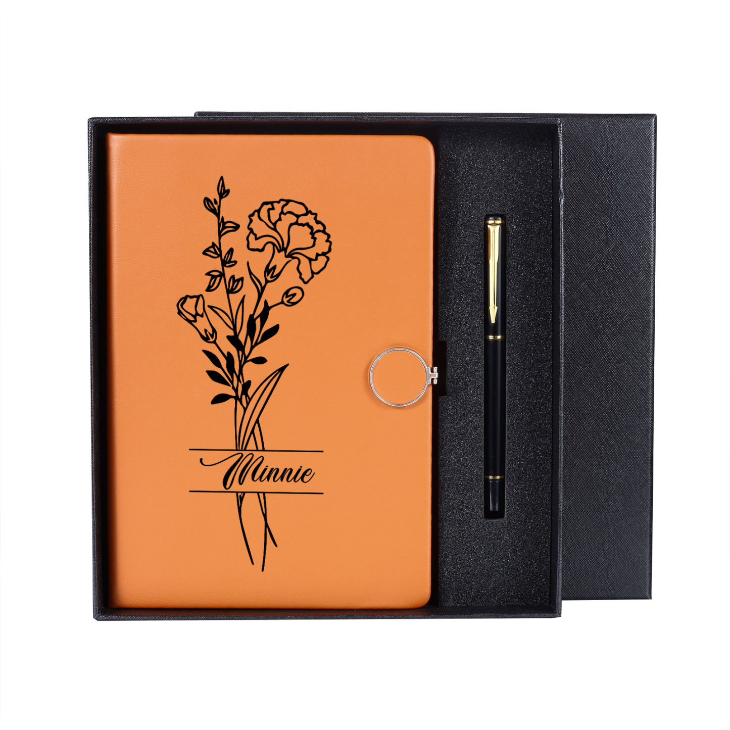 Personalised Birth Flower Notebook Gift Set with Name – Custom A5 Stationery Present for Students | Jessemade