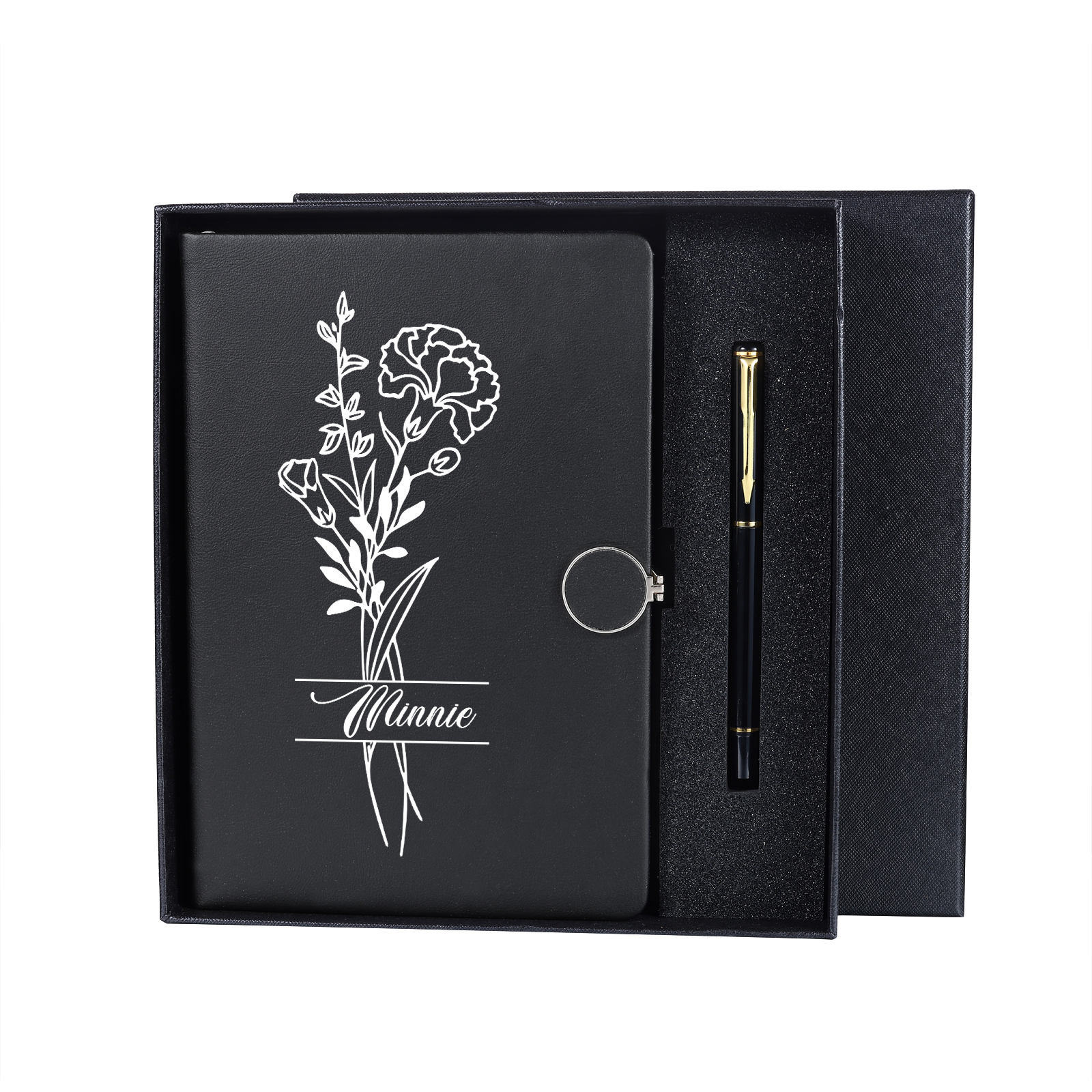 Personalised Birth Flower Notebook Gift Set with Name – Custom A5 Stationery Present for Students | Jessemade