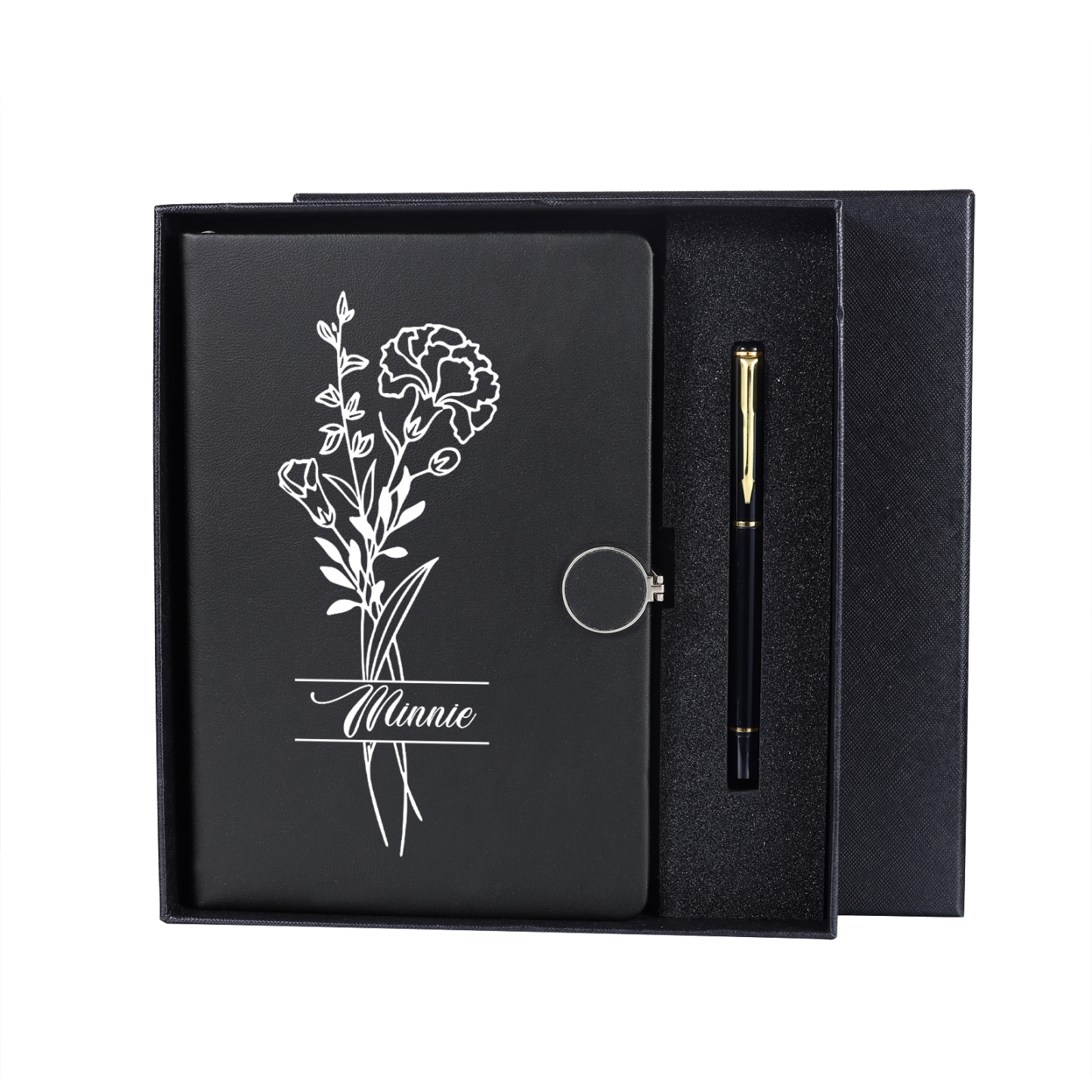 Personalised Birth Flower Notebook Gift Set with Name – Custom A5 Stationery Present for Students | Jessemade