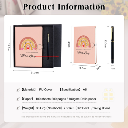 Personalised Rainbow A5 Notebook Gift Set with Name – Thoughtful Stationery Present | Jessemade