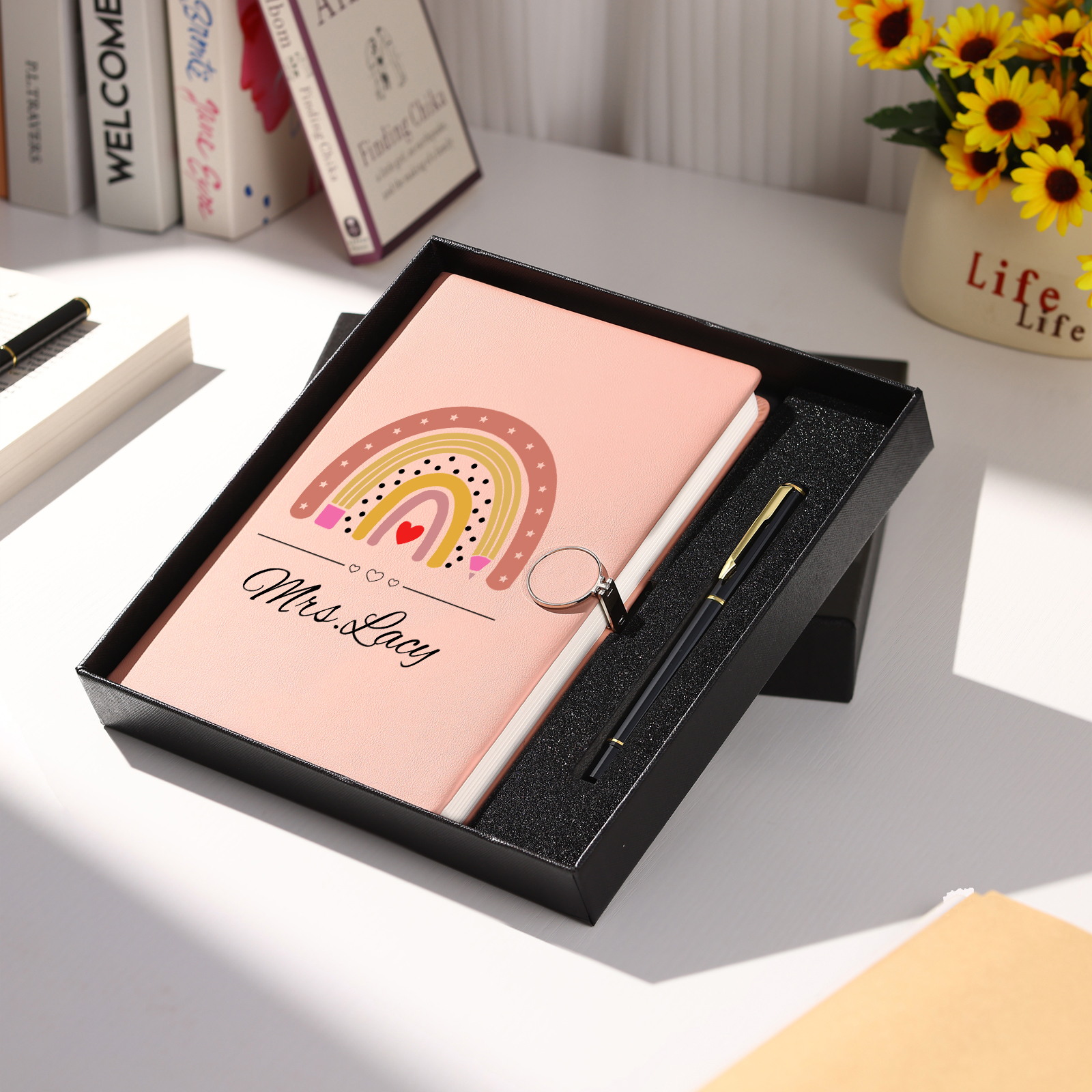 Personalised Rainbow A5 Notebook Gift Set with Name – Thoughtful Stationery Present | Jessemade