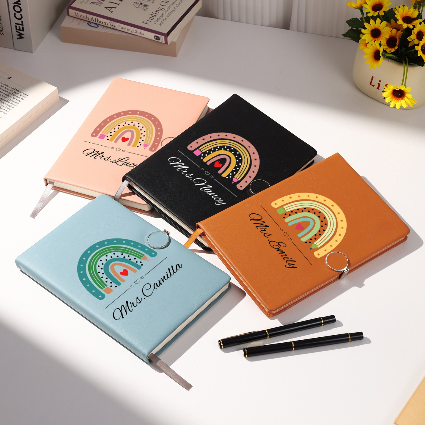 Personalised Rainbow A5 Notebook Gift Set with Name – Thoughtful Stationery Present | Jessemade